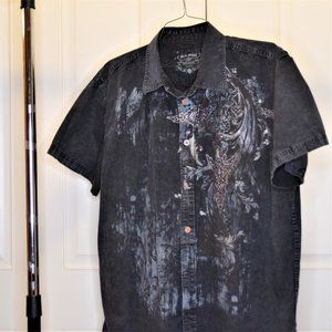 BRAD BUTLER Black Silver Embellished Short Sleeve